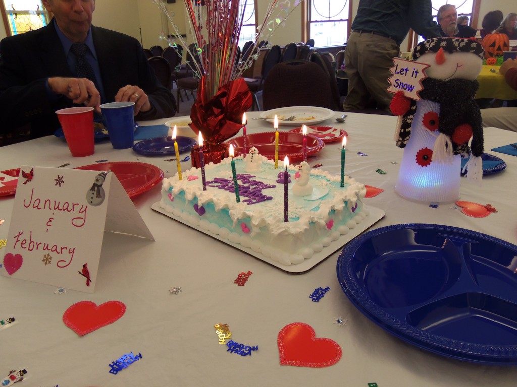 Birthday cake at the January/February table