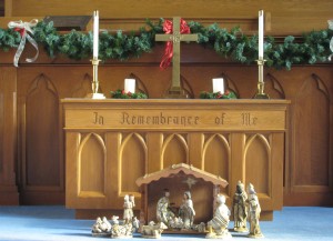 The sanctuary was decorated beautifully.