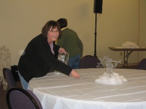 Kay set up the tables.