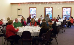 Families gathered for Breakfast with the Christmas Angel.