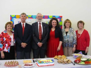 Left-right: Mary Swope, director Bob Swope, Alex-Michael Hoehne, Linda Ward, accompanist Sue Merchanthouse, Carla Beard. Not pictured: Susie Rogers. Photo by Jill Yaryan