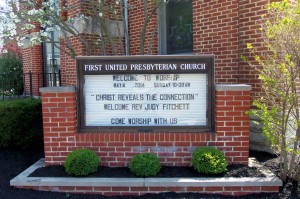 Signboard outside church